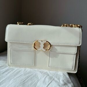 Tory Burch Gemini Link Patent Chain Xbody Bag New Ivory crossbody bag